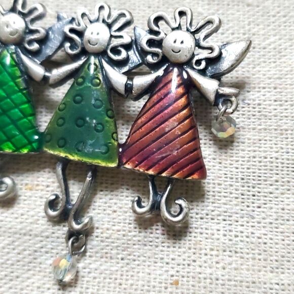 Vintage TC Silver Angels Brooch - Picture 3 of 7